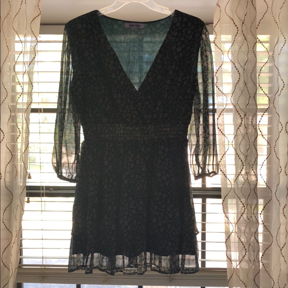 Elegant Dark Green/Floral Dress